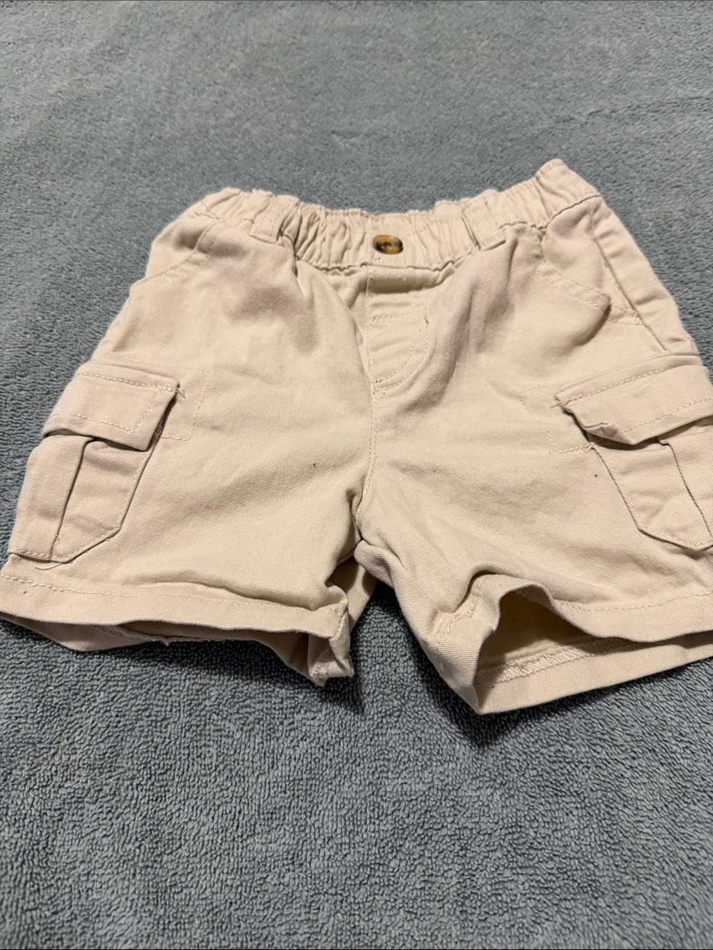 Toddler Beige Cargo Shorts with Elastic Waistband